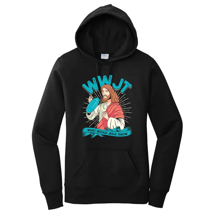 Funny WWJT What Would Jesus Throw Frisbee Disc Golf Sport Women's Pullover Hoodie