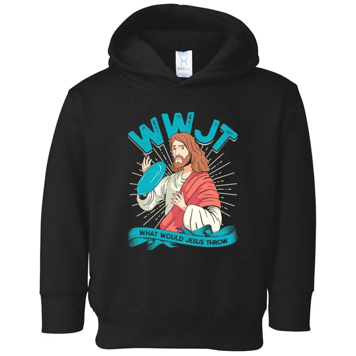 Funny WWJT What Would Jesus Throw Frisbee Disc Golf Sport Toddler Hoodie