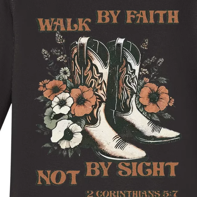 Faith We Walk By Faith Not By Sight Christian Baby Long Sleeve Bodysuit