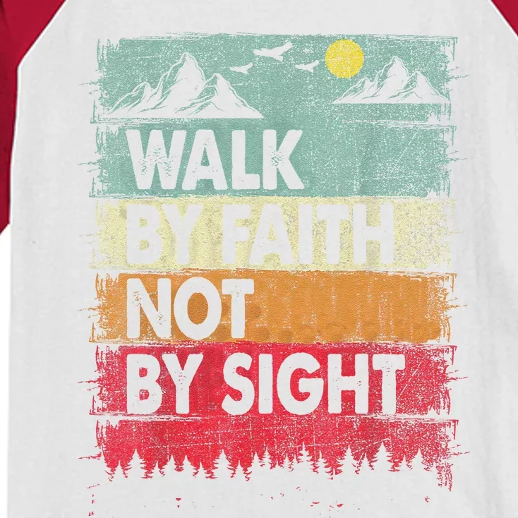 Faith We Walk By Faith Not By Sight Christian Kids Colorblock Raglan Jersey