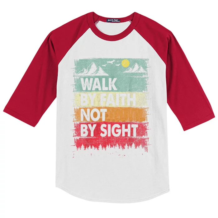 Faith We Walk By Faith Not By Sight Christian Kids Colorblock Raglan Jersey