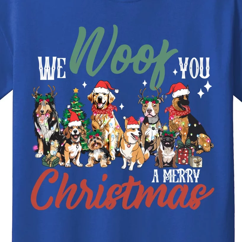 Funny We Woof You A Merry Christmas Cute Dogs Gift Kids T-Shirt