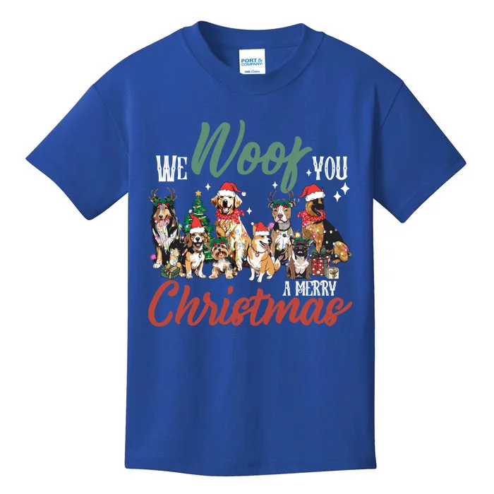 Funny We Woof You A Merry Christmas Cute Dogs Gift Kids T-Shirt