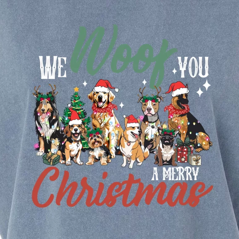 Funny We Woof You A Merry Christmas Cute Dogs Gift Garment-Dyed Women's Muscle Tee