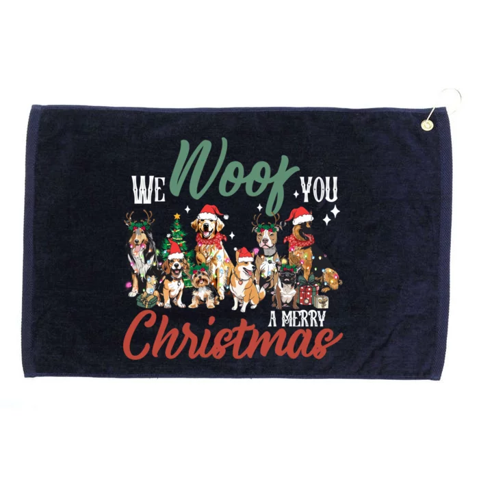 Funny We Woof You A Merry Christmas Cute Dogs Gift Grommeted Golf Towel