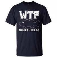 Wtf Where's The Fish Men's Fishing Fathers Day Back Print Long Sleeve T- shirt