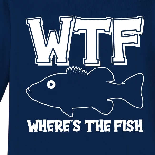 Funny WTF Wheres The Fish Baby Long Sleeve Bodysuit