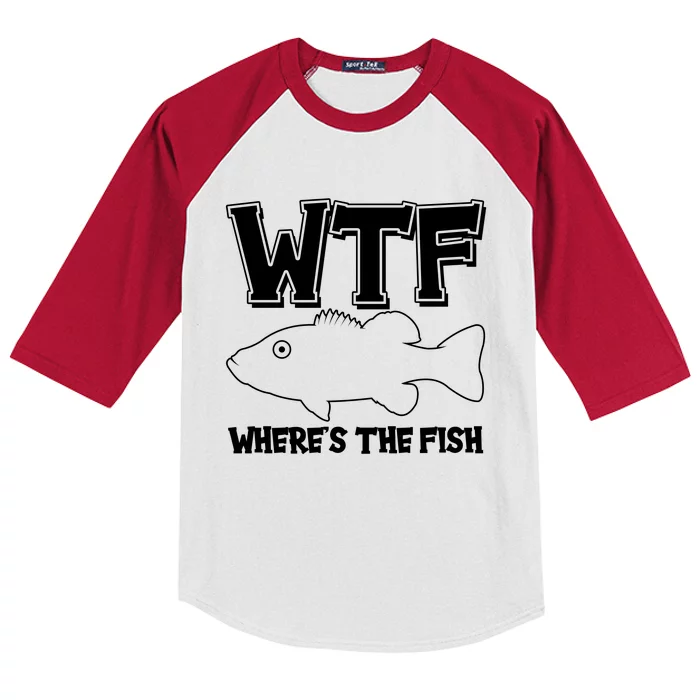 Funny WTF Wheres The Fish Kids Colorblock Raglan Jersey