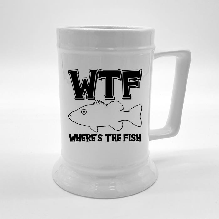 Funny WTF Wheres The Fish Front & Back Beer Stein