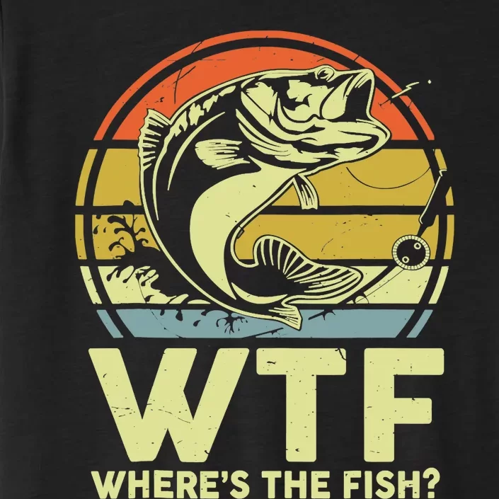 Fishing WTF Wheres The Fish Fisherman Funny Bass Dad ChromaSoft Performance T-Shirt