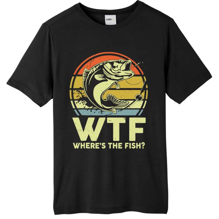 Fishing WTF Wheres The Fish Fisherman Funny Bass Dad ChromaSoft Performance T-Shirt