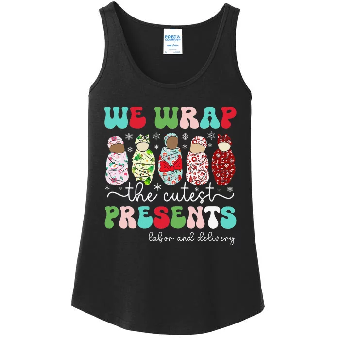 Fun We Wrap The Cutest Presents Labor And Delivery Christmas Ladies Essential Tank