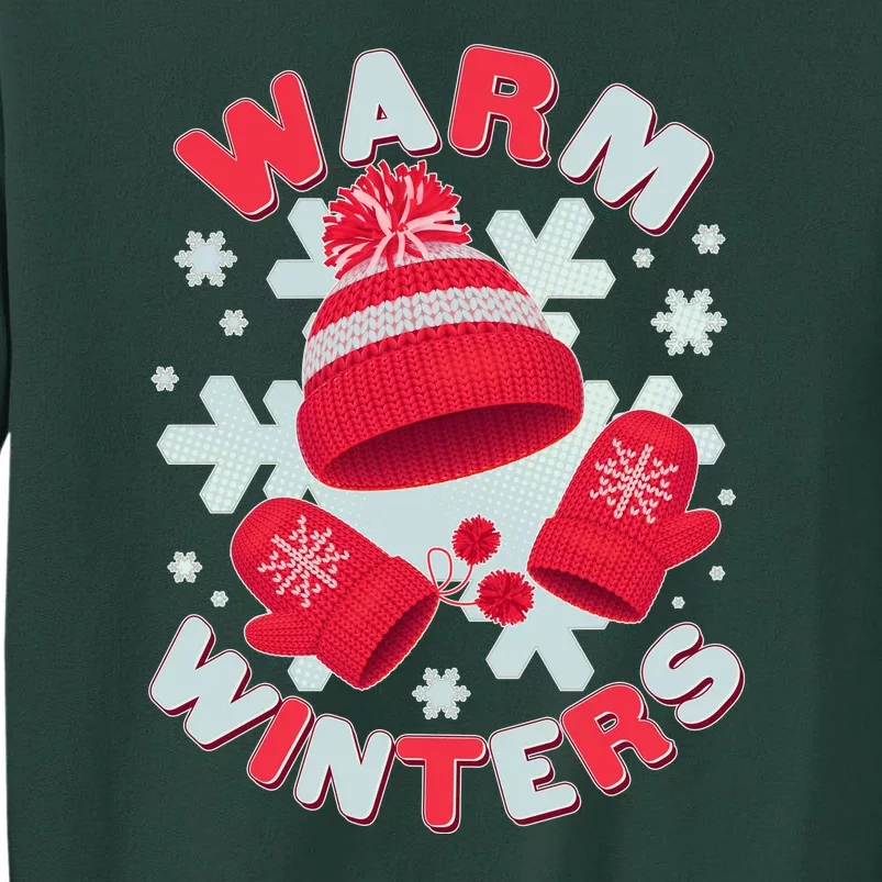 Festive Warm Winter Knit Hat And Gloves Sweatshirt