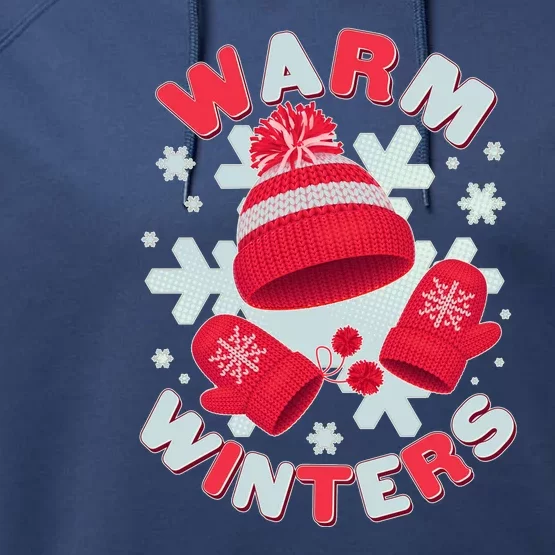 Festive Warm Winter Knit Hat And Gloves Performance Fleece Hoodie