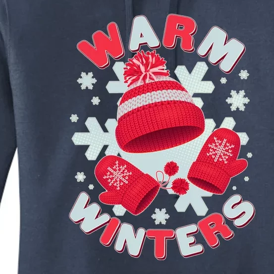 Festive Warm Winter Knit Hat And Gloves Women's Pullover Hoodie