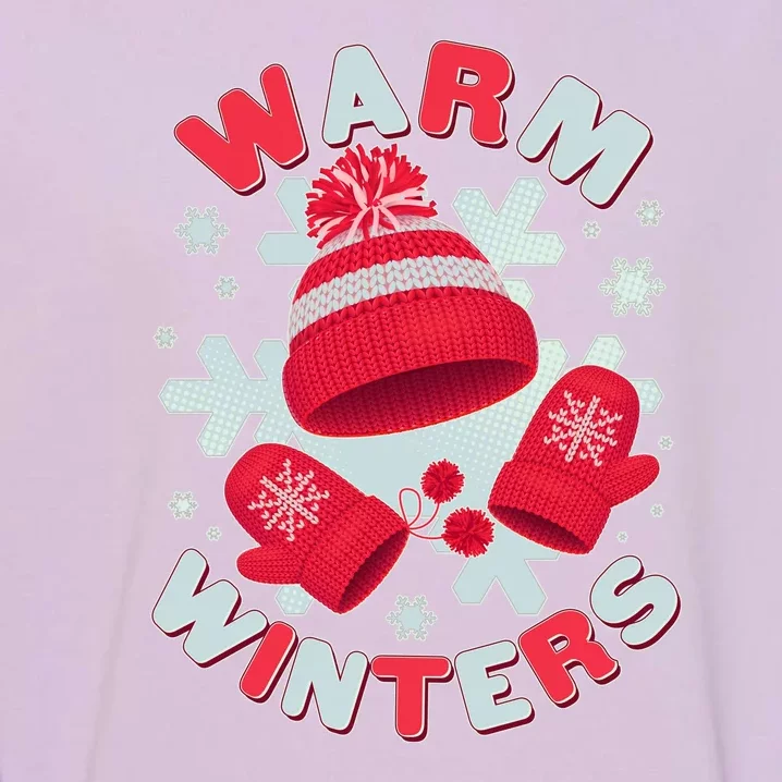 Festive Warm Winter Knit Hat And Gloves Garment-Dyed Sweatshirt