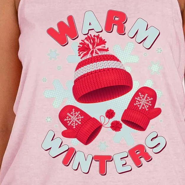 Festive Warm Winter Knit Hat And Gloves Women's Knotted Racerback Tank