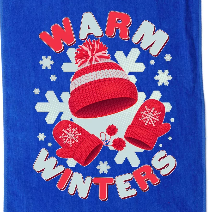 Festive Warm Winter Knit Hat And Gloves Platinum Collection Golf Towel