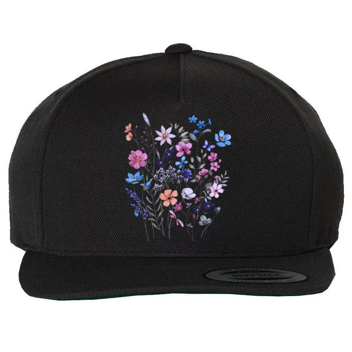 Flowers Women Wildflower Graphic Floral Gardening Wool Snapback Cap