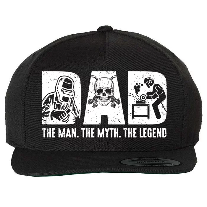 Funny Welder Welding Dad Myth Legend Fathers Day Gift Wool Snapback Cap