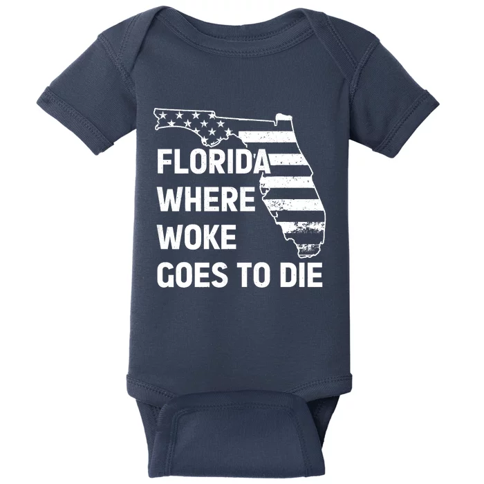 Florida Where Woke Goes To Die Funny Retro Baby Bodysuit