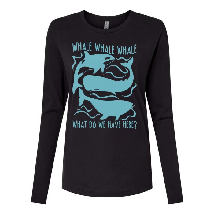 Funny Whale What Do We Have Here Womens Cotton Relaxed Long Sleeve T-Shirt