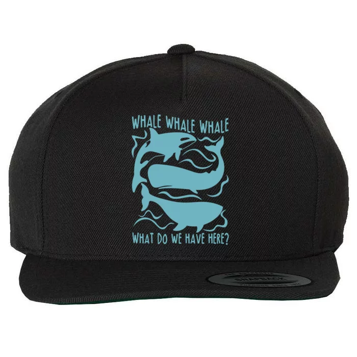 Funny Whale What Do We Have Here Wool Snapback Cap