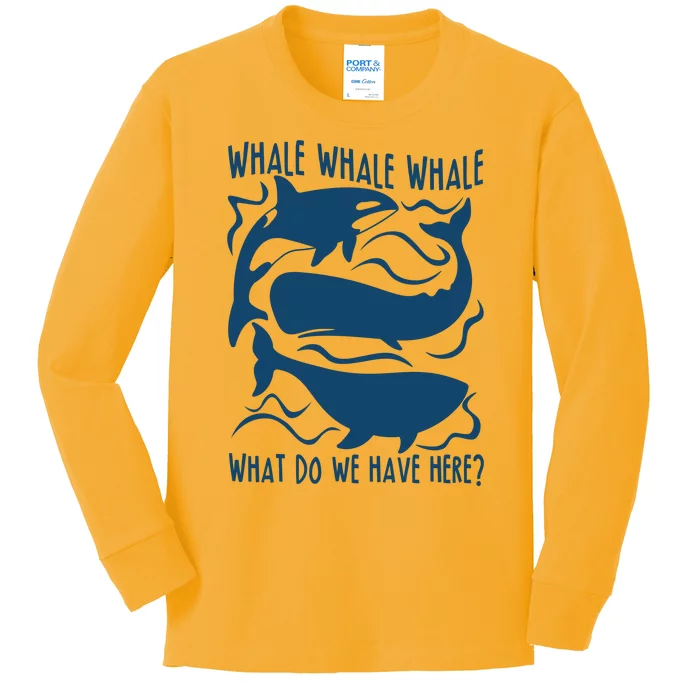 Funny Whale What Do We Have Here Kids Long Sleeve Shirt