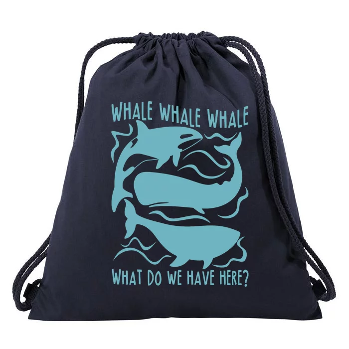 Funny Whale What Do We Have Here Drawstring Bag