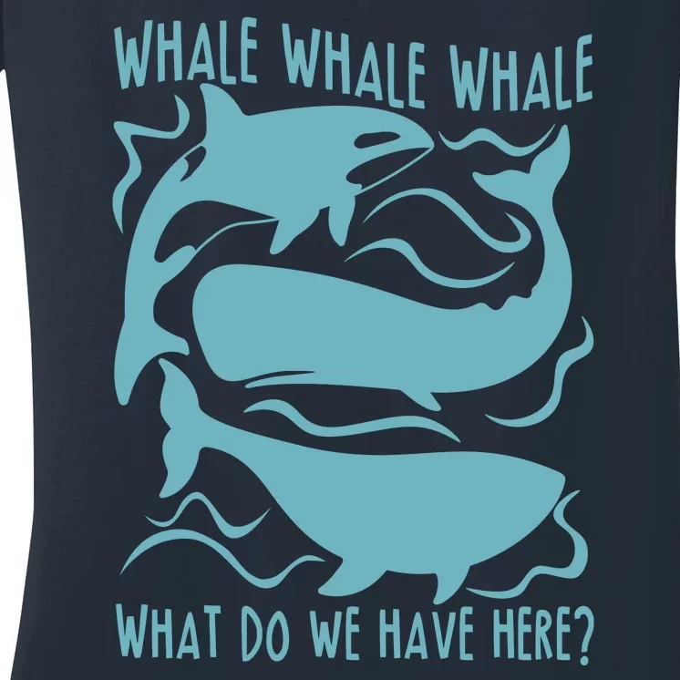 Funny Whale What Do We Have Here Women's V-Neck T-Shirt