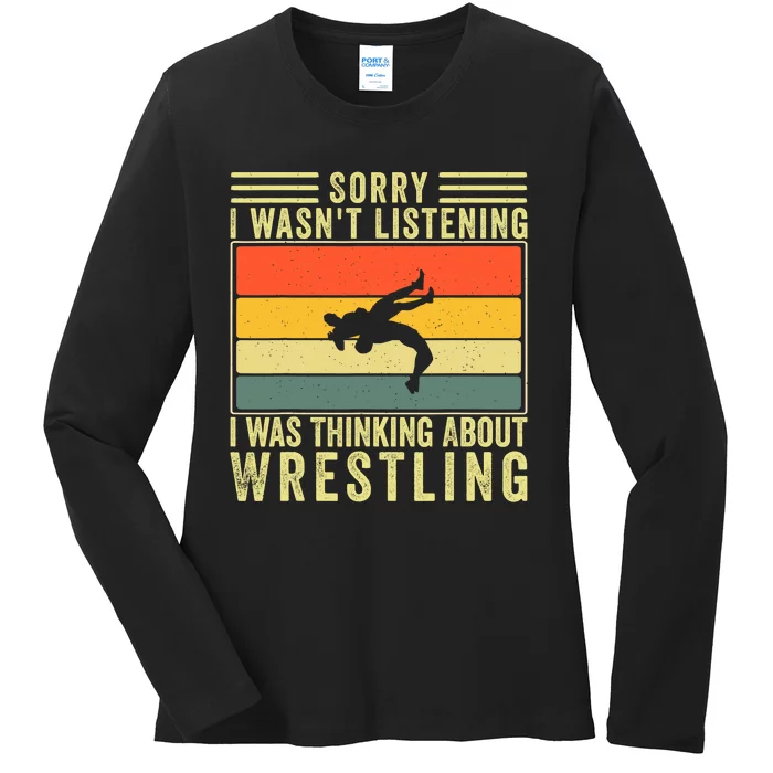 Funny Wrestling Wrestler Design Wrestle Ladies Long Sleeve Shirt