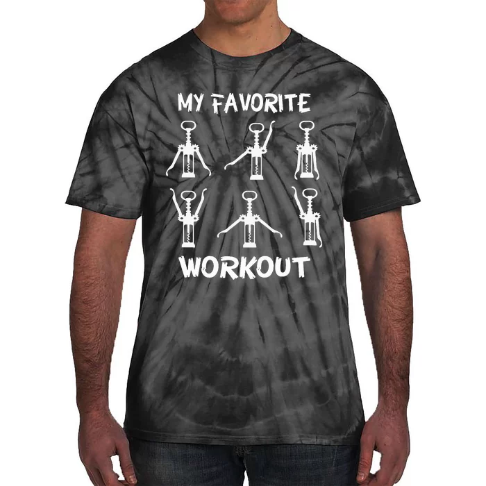 Funny Workout Wine Opener Corkscrew Wine Lover Tie-Dye T-Shirt