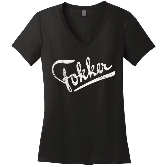 Fokker Ww1 Ww2 German Dutch Aircraft Company Women's V-Neck T-Shirt