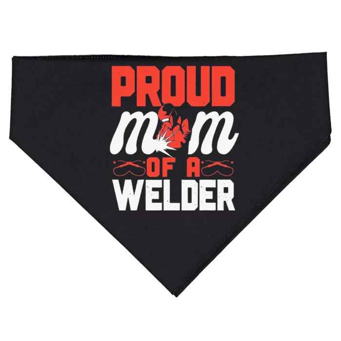 Funny Welder Welding Mom Mother Vintage Proud Mom Of A Welder USA-Made Doggie Bandana