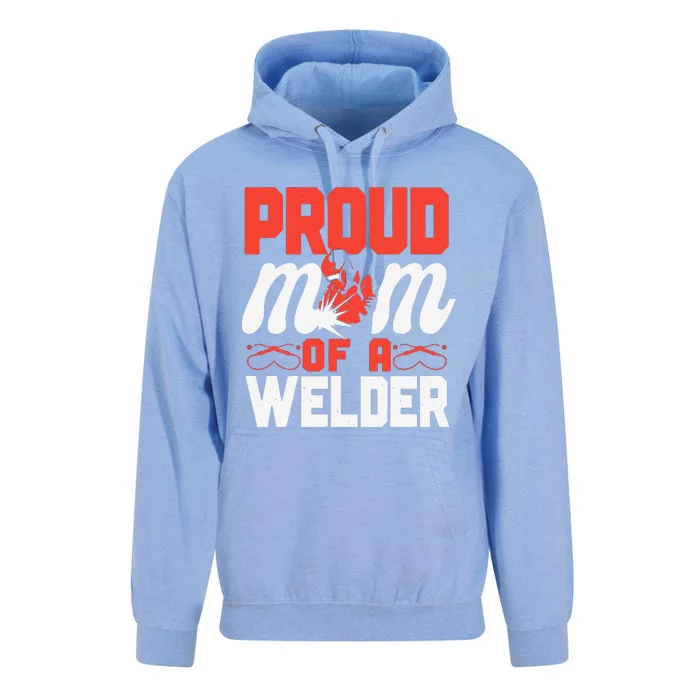 Funny Welder Welding Mom Mother Vintage Proud Mom Of A Welder Unisex Surf Hoodie