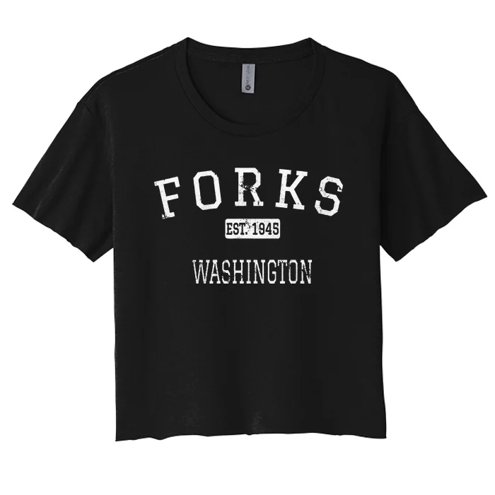 Forks Washington WA Vintage Women's Crop Top Tee