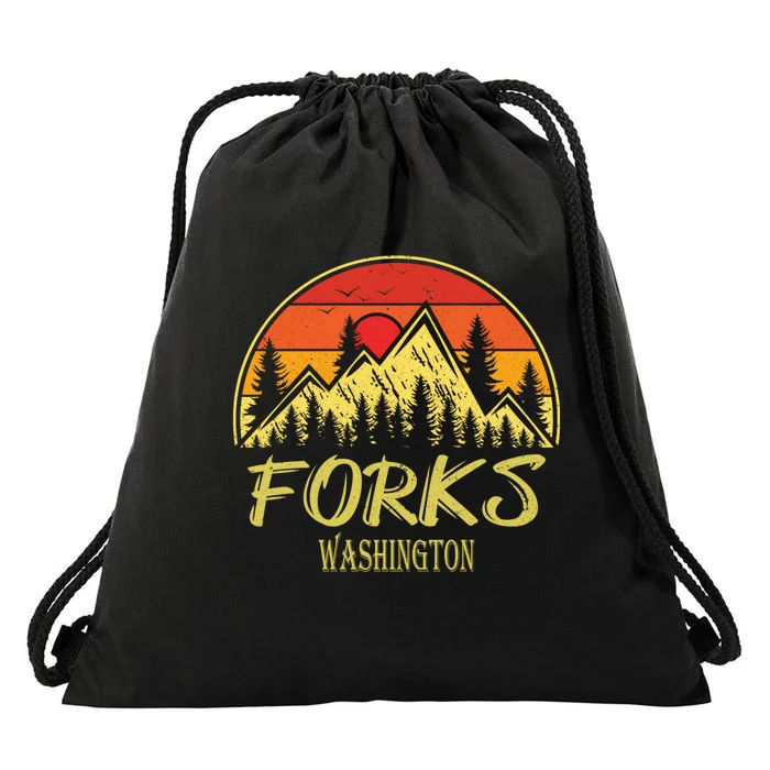 Forks Washington WA Mountains Hike Hiking Souvenir Drawstring Bag