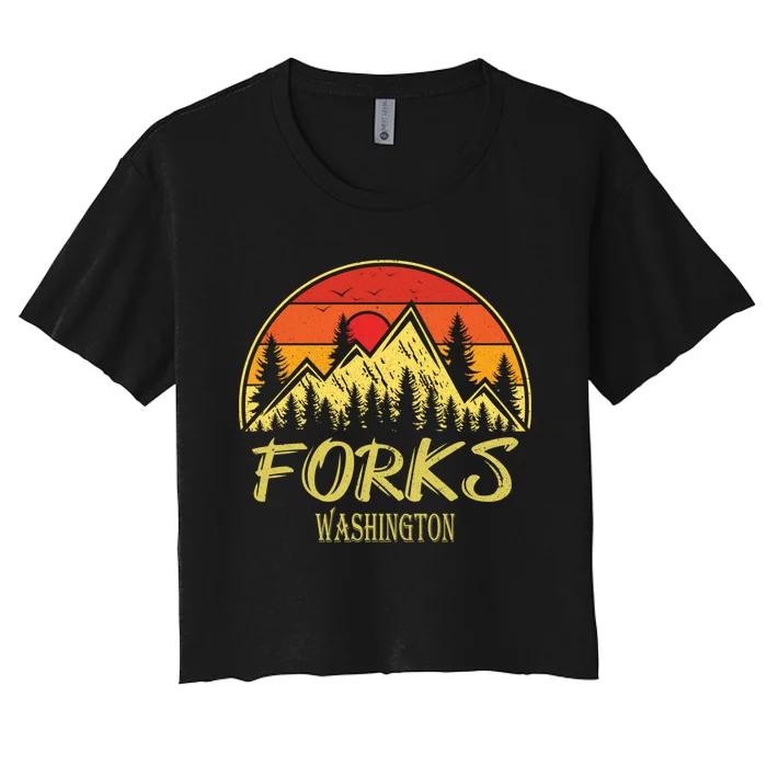 Forks Washington WA Mountains Hike Hiking Souvenir Women's Crop Top Tee