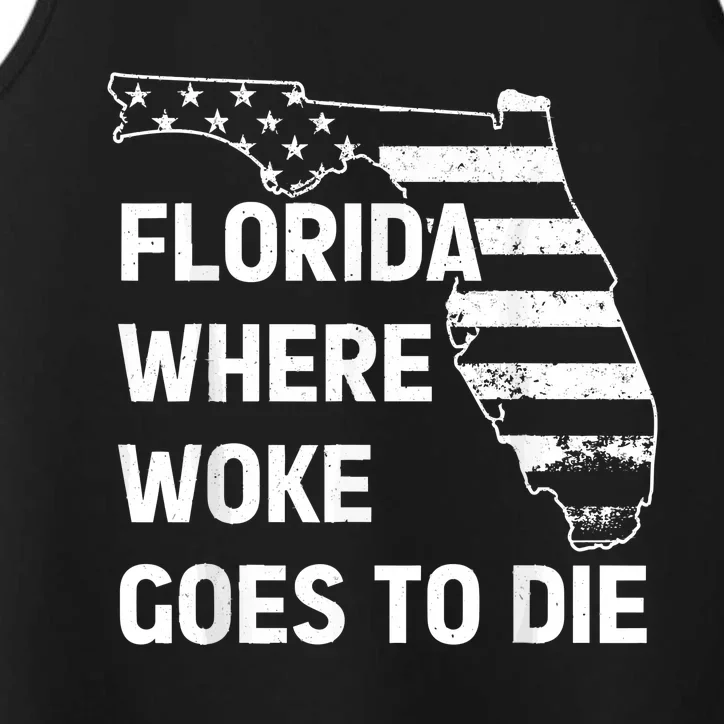 Florida Where Woke Goes To Die Funny Retro Performance Tank