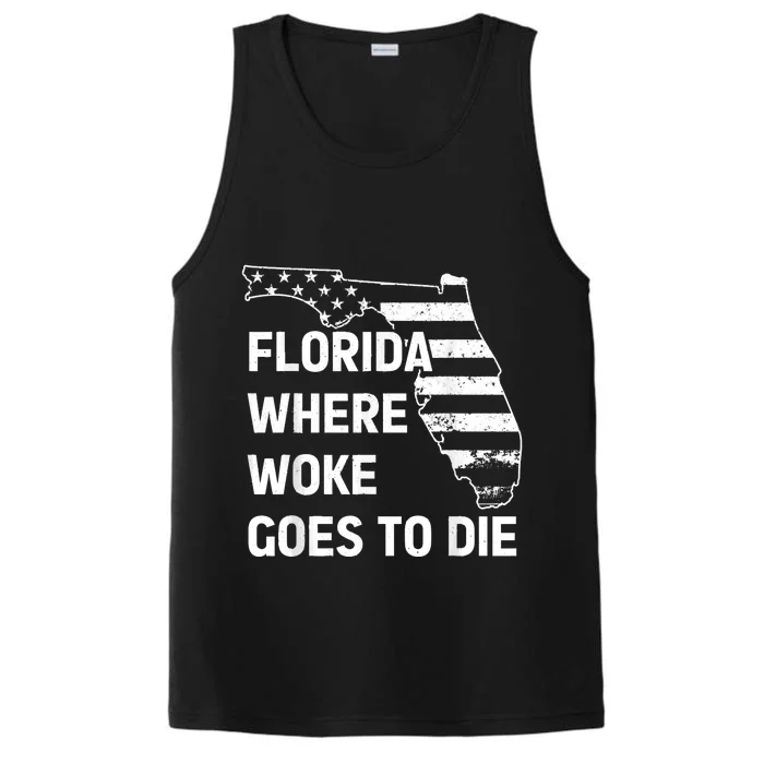 Florida Where Woke Goes To Die Funny Retro Performance Tank