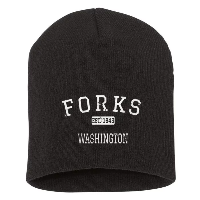 Forks Washington WA Vintage Short Acrylic Beanie