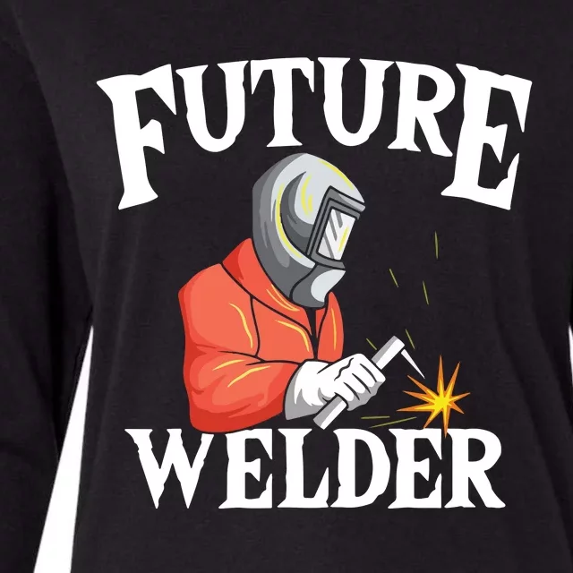 Future Welder Welding Helmet Metal Fabrication Fusing MIG Womens Cotton Relaxed Long Sleeve T-Shirt