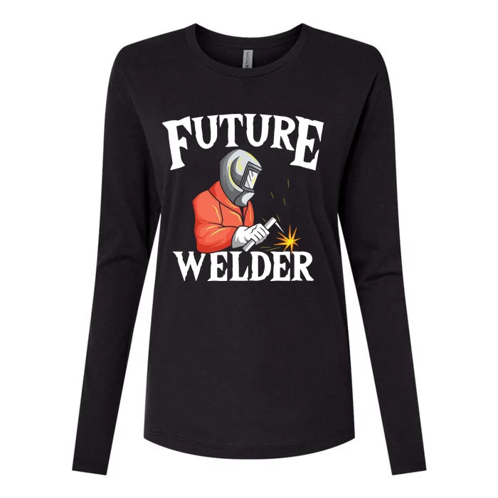 Future Welder Welding Helmet Metal Fabrication Fusing MIG Womens Cotton Relaxed Long Sleeve T-Shirt