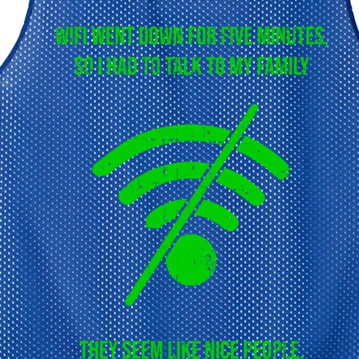 Funny Wifi Went Down Quote Computer Nerd Gift Funny Gift Mesh Reversible Basketball Jersey Tank