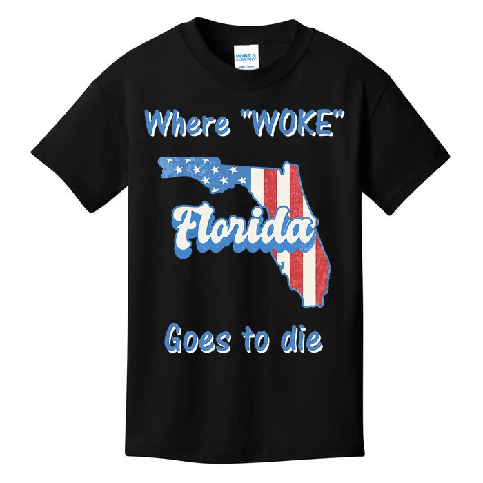 Florida Where Woke Goes To Die Desantis Kids T-Shirt