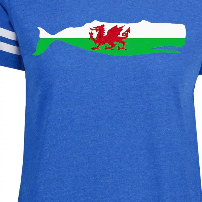 Funny Whale Wales Flag Pun For Welsh American Whales Lover Enza Ladies Jersey Football T-Shirt