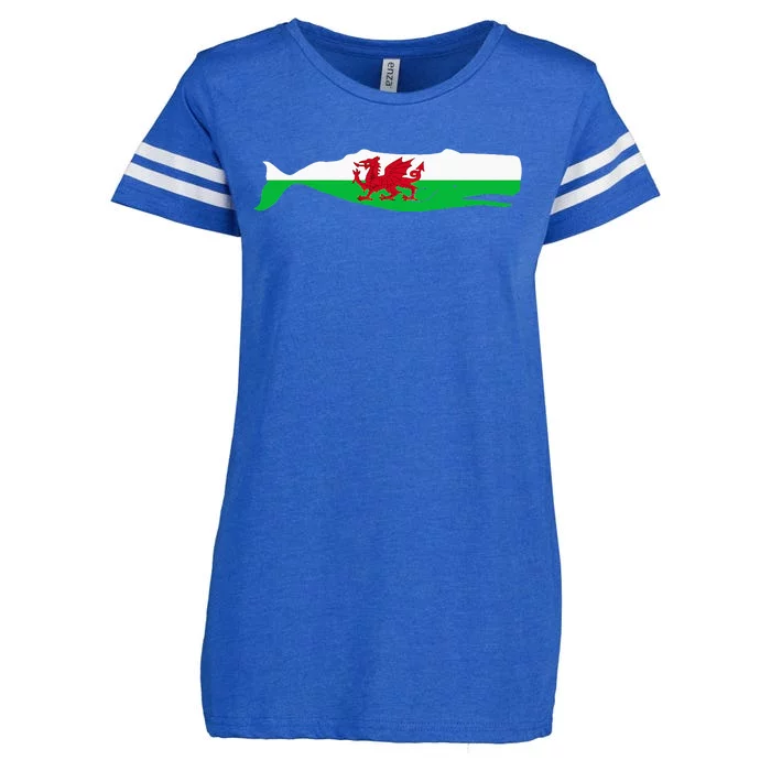 Funny Whale Wales Flag Pun For Welsh American Whales Lover Enza Ladies Jersey Football T-Shirt