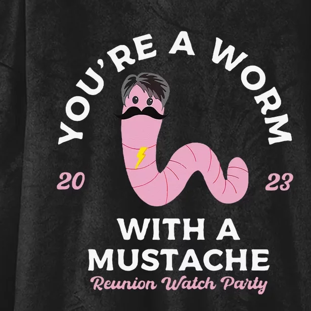 Funny Worm With A Mustache Hooded Wearable Blanket