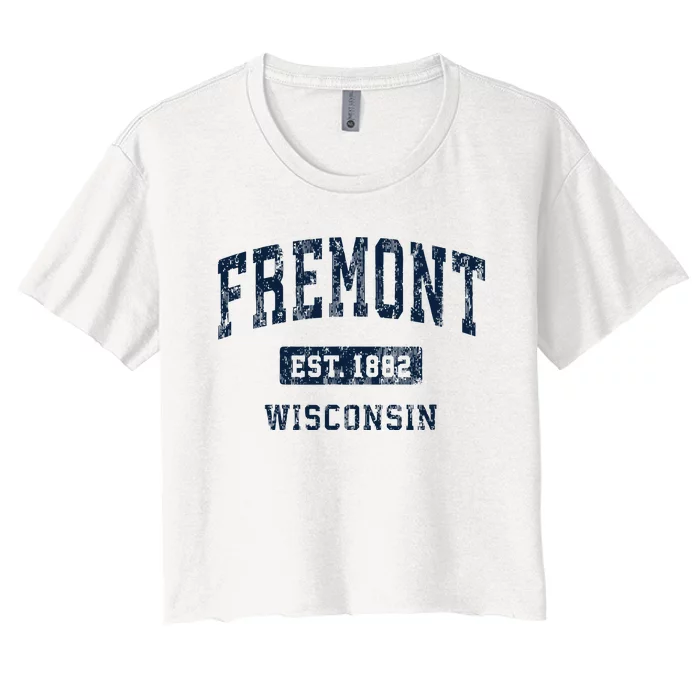 Fremont Wisconsin Wi Vintage Athletic Sports Design Women's Crop Top Tee