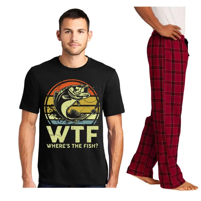 Fishingshirt Wtf Wheres The Fish Funny Bass Dad Pajama Set